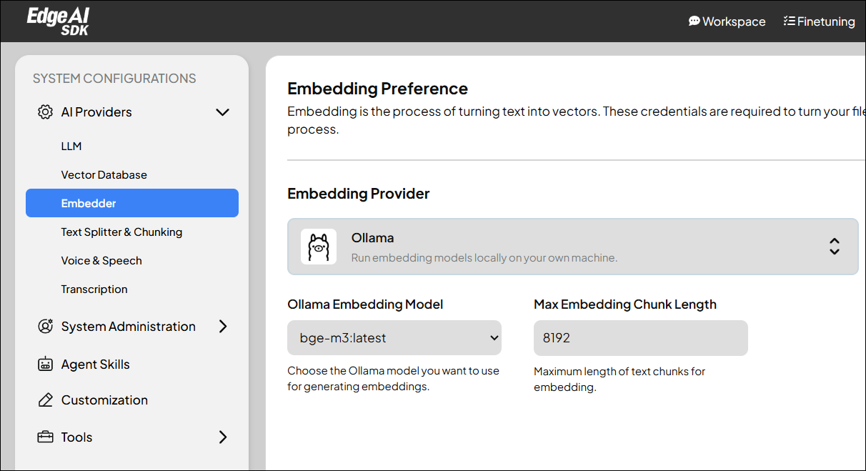 Embedder Setup