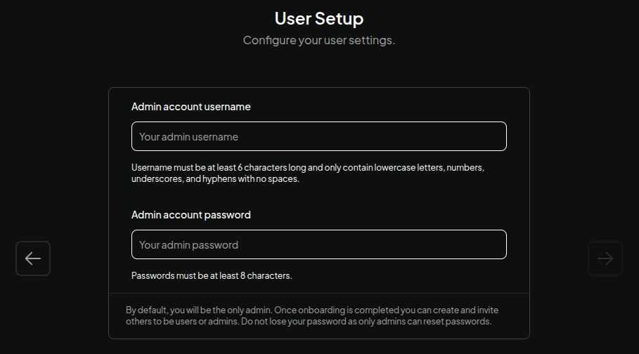User Setup