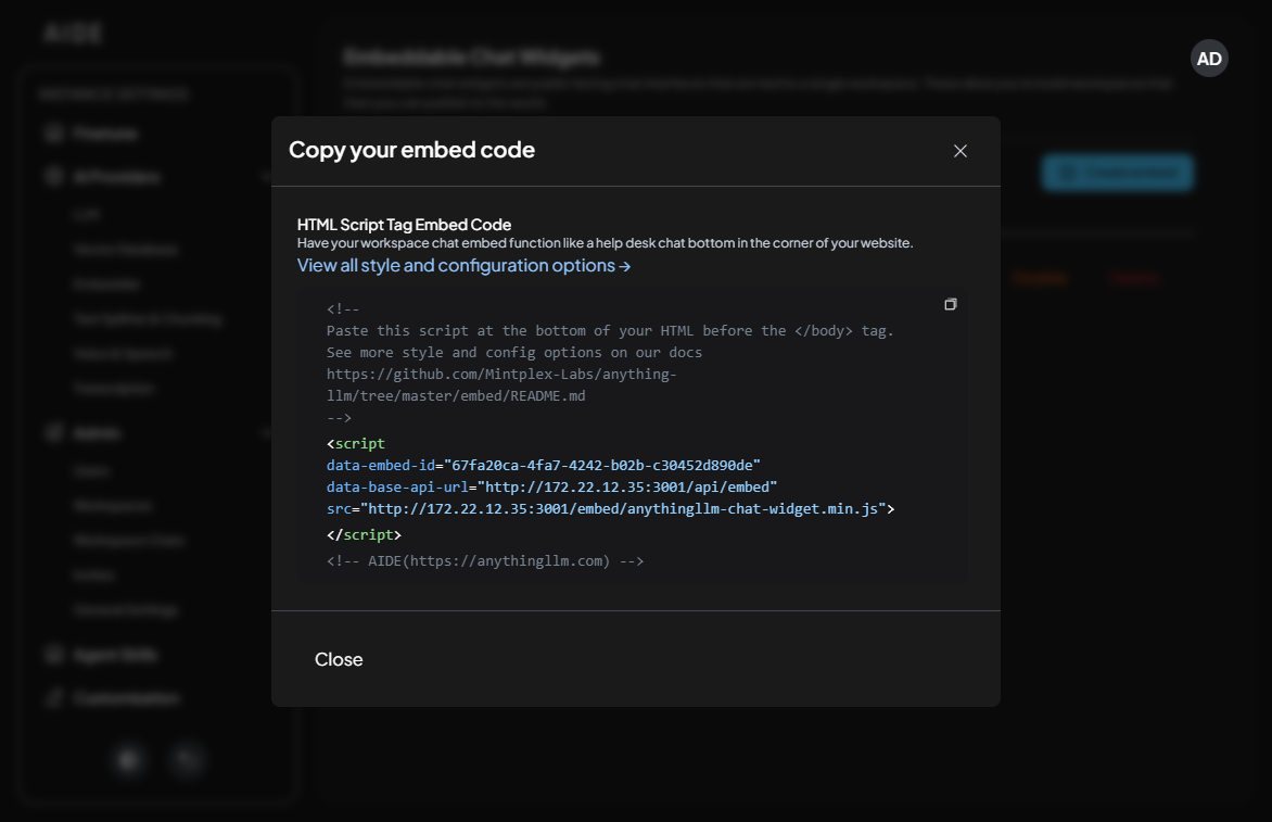 Embedding Chat Widget